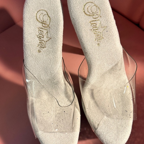 Pleaser 7" Adore #701- Silver Multi-Glitter Slides - Size 9 - Picture 2 of 6